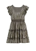 Girls 7-16 Metallic Knit Tiered A-Line Dress