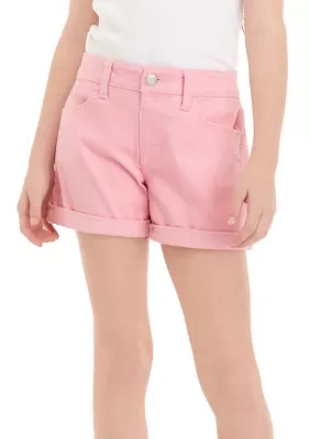 Girls 7-16 Mid Rise Shorts with Double Roll Cuff