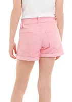 Girls 7-16 Mid Rise Shorts with Double Roll Cuff