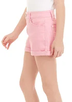 Girls 7-16 Mid Rise Shorts with Double Roll Cuff