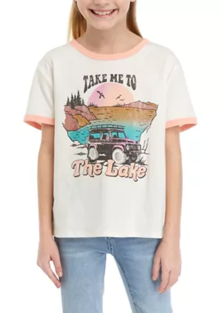 Girls 7-16 Lake Jeep Short Sleeve Graphic T-Shirt