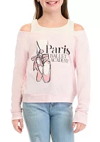 Girls 7-16 Cold Shoulder Paris Ballet Academy Graphic Pullover