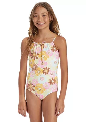 Girls 7-16 One Piece Tie Front Swimsuit