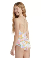 Girls 7-16 High Neck One Piece Swimsuit