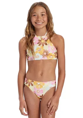 Girls 7-16 High Neck Bikini 2 Piece Swimsuit