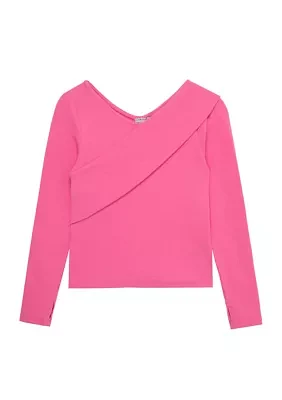 Girls 7-16 Asymmetrical Ribbed Top