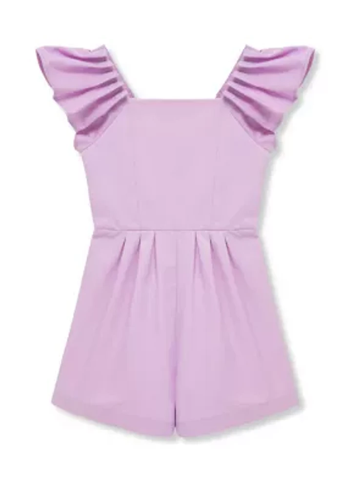 Girls 7-16 Flutter Sleeve Romper