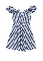 Girls 7-16 Stripe Woven Ruffle Dress