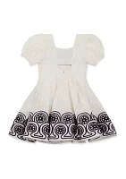 Girls 7-16 Square Neck Embroidered Dress