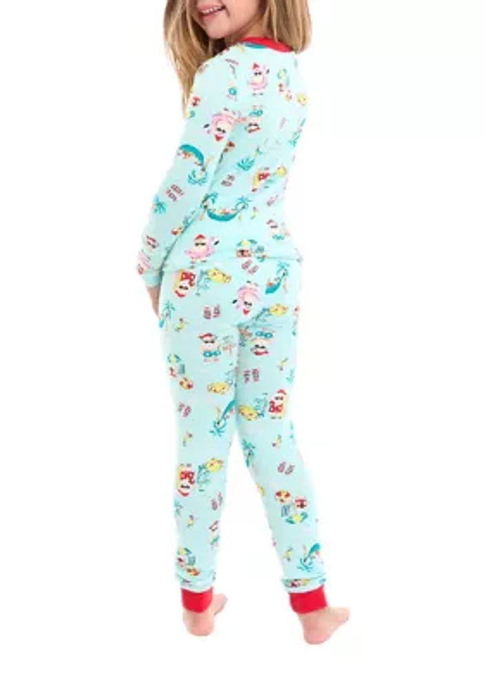 Unisex Big Kids Beachy Christmas Pajama Set