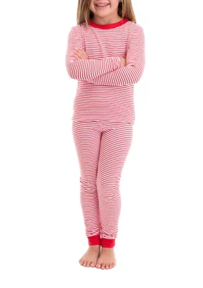 Unisex Big Kids Red Stripe Pajama Set