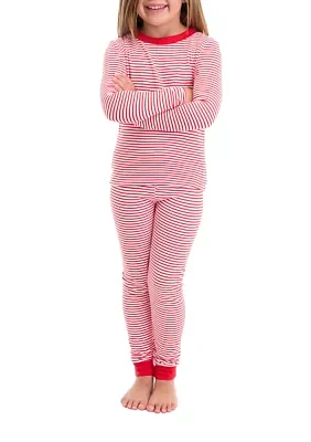 Unisex Big Kids Red Stripe Pajama Set