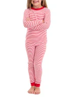 Unisex Big Kids Red Stripe Pajama Set