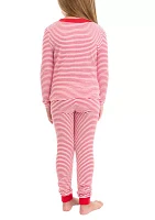 Unisex Big Kids Red Stripe Pajama Set