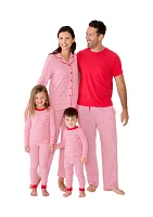 Unisex Big Kids Red Stripe Pajama Set