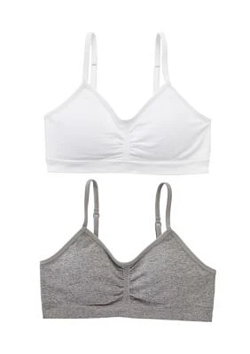 Girls Seamless Ruched Crop Bras - 2 Pack