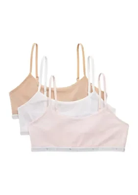 Girls Cotton Logo Bralettes - 3 Pack