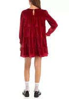 Girls 7-16 Tiered Velvet Dress