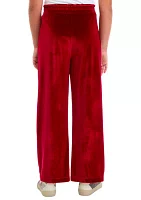 Girls 7-16 Velvet Bow Wide Leg Pants