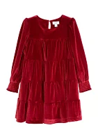 Girls 4-6x Tiered Velvet Dress