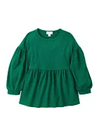 Girls 4-6x Long Sleeve Waffle Knit Top