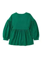 Girls 4-6x Long Sleeve Waffle Knit Top