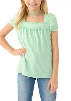 Girls 7-16 Puff Sleeve Knit Top