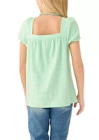 Girls 7-16 Puff Sleeve Knit Top