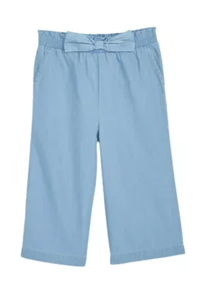 Girls 4-6x Pull On Chambray Cropped Pants