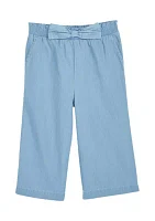 Girls 4-6x Pull On Chambray Cropped Pants