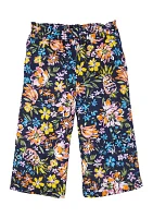 Girls 4-6x Pull On Printed Crop Pants