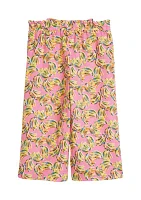 Girls 4-6x Pull On Printed Crop Pants