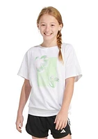 Girls 7-16 Short Sleeve Loose Fit Tie Front Graphic T-Shirt