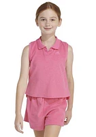 Girls 7-16 Sleeveless Terry Cloth Polo Tank Top