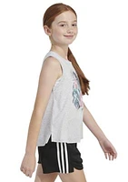 Girls 7-16 Sleeveless Waist Length Graphic Heather Tank Top