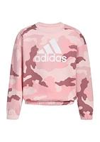 Girls 7-16 Long Sleeve Printed Crew Neck Pullover Sweatshirt