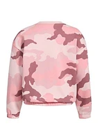 Girls 7-16 Long Sleeve Printed Crew Neck Pullover Sweatshirt