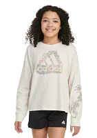 Girls 7-16 Long Sleeve Waist Crew Neck Heather Graphic T-Shirt