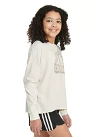 Girls 7-16 Long Sleeve Waist Crew Neck Heather Graphic T-Shirt