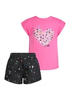 Girls 4-6x Two Piece T-Shirt & Printed Shorts Set