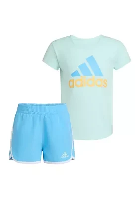 Girls 4-6x Two Piece Essential T-Shirt and Woven Short Set