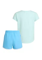 Girls 4-6x Two Piece Essential T-Shirt and Woven Short Set