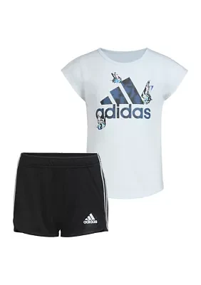 Girls 4-6x Block Letters Logo T-Shirt and Shorts Set