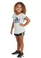 Girls 4-6x Block Letters Logo T-Shirt and Shorts Set