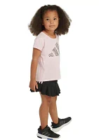 Girls 4-6x Short Sleeve Graphic T-Shirt and Pleated Ruffle Skort Set