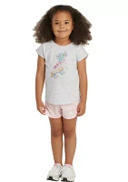 Girls 4-6x Graphic Heather T-Shirt and Mesh Shorts Set