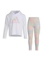 Girls 4-6x 2 Piece Long Sleeve Hooded T-Shirt and Printed Leggings Set