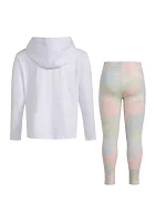 Girls 4-6x 2 Piece Long Sleeve Hooded T-Shirt and Printed Leggings Set