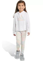 Girls 4-6x 2 Piece Long Sleeve Hooded T-Shirt and Printed Leggings Set