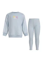 Girls 4-6x 2 Piece French Terry Crew Neck Pullover and Leggings Set